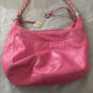 Coach Vibrant Pink Leather Bag with Heart Charm